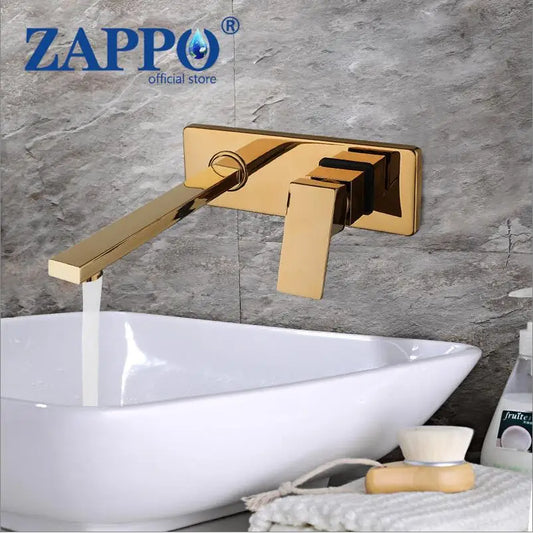 ZAPPO Bathroom Faucet Wall Mounted Waterfall Bathroom Faucet Hot Cold Water Mixer Tap Single Handle Bathtub Faucets Black/Gold