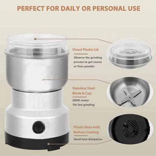 Powerful Home Electric Coffee Bean Grinder Nut Seed Herb Grind Spice Crusher Mill Blender Machine Stainless Steel
