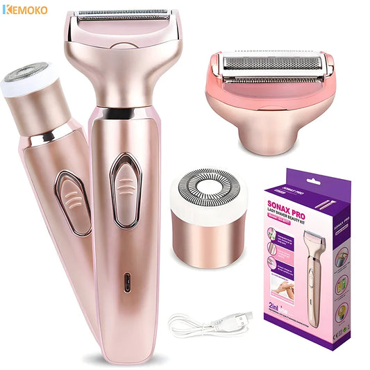 Women Epilator Electric Razor 2In1 Hair Removal Painless Face Shaver Hair Trimmer Home Use Machine Epilator Safety Razor Shaving