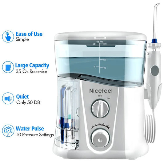 1000ml Electric Oral Irrigator Dental Powder Oral Cleaning Agent Oral Care Dental Powder SPA Ultraviolet Disinfection 7 Nozzles
