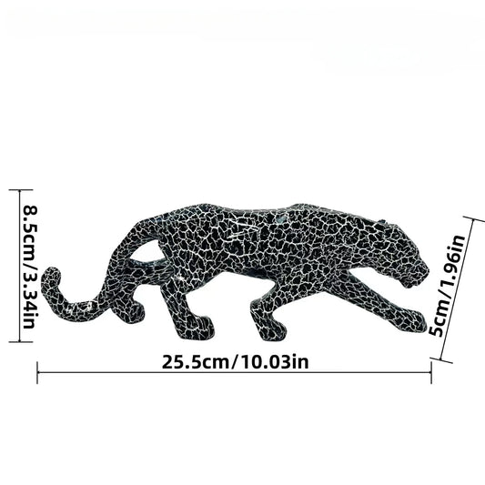 25.5cm Graffiti Panther Statue Animal Figurine Abstract Geometric Style Resin Leopard Sculpture Home Office Desktop Decoration