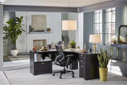 Performance 71"W L-Shaped Corner Desk, Espresso