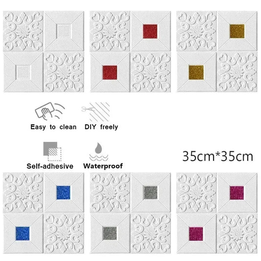 35*35cm Self Adhesive Roof Wall Sticker 3D Stereo Ceiling Wallpaper Foam Sticker Panel Living Room Home House Decor Bedroom TV