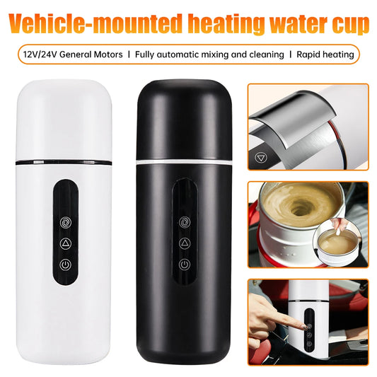 420ml Portable Car Heating Cup Electric Kettle 304 LED Smart Temperature Control Warmer Stirring Cup Heating Bottle Mixing Cup