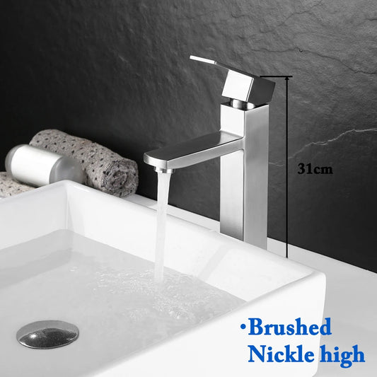 Basin Sink Bathroom Faucet Deck Mounted Hot Cold Water Basin Mixer Taps Matte Black Lavatory Sink Tap Crane