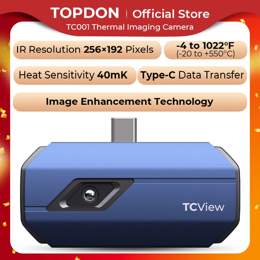 TOPDON TC001 Thermal Camera Imaging Infrared Imager 256x192 IR High Resolution LT Pro-Grade for Android Phones USB Type C