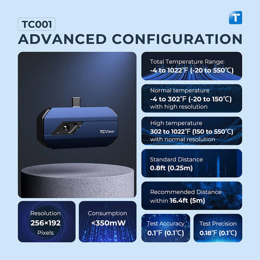 TOPDON TC001 Thermal Camera Imaging Infrared Imager 256x192 IR High Resolution LT Pro-Grade for Android Phones USB Type C