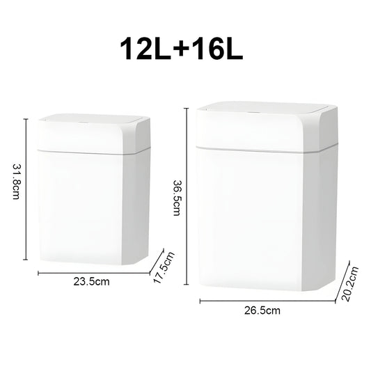 12/16L Smart Trash Can Narrow Automatic Sensor Trash Can For Toilet White Recycle Bin With Lid Wastebasket Smart Home
