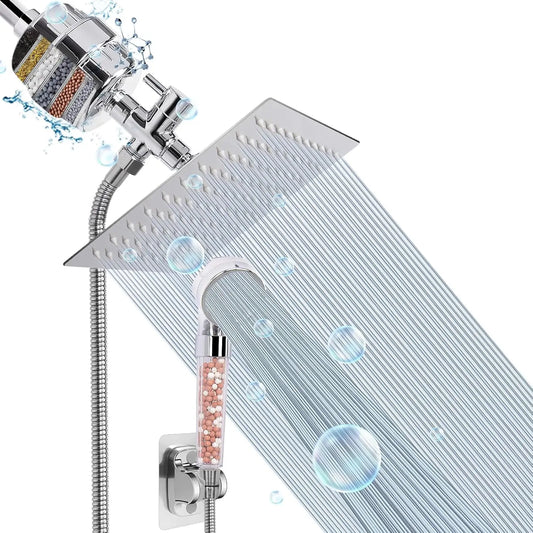 Filter Shower Head, High Pressure ShowerHead with Filter Combo for Hard Water, Remove Chlorine Fluoride and Harmful Substances-