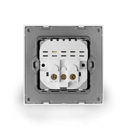 EU Wall USB Power Socket,5V 2.1A Electrical Outlet,86mm*86mm 16A Dual USB Port IOS Android Phone Charging Port Plug Socket