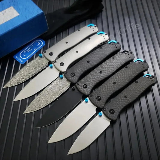 Damascus Steel BM 533 535 Bugout Folding Knife Carbon Fiber and TC4 Titanium Alloy Handles Outdoor Hunting Tactical Pocket Tool