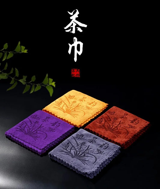 2 Pcs/set Thicken Tea Napkins Tea Towel Soft Cleaning Plush Absorbent water Rag Cloth Table teapot Coaster Tea Set Accessories