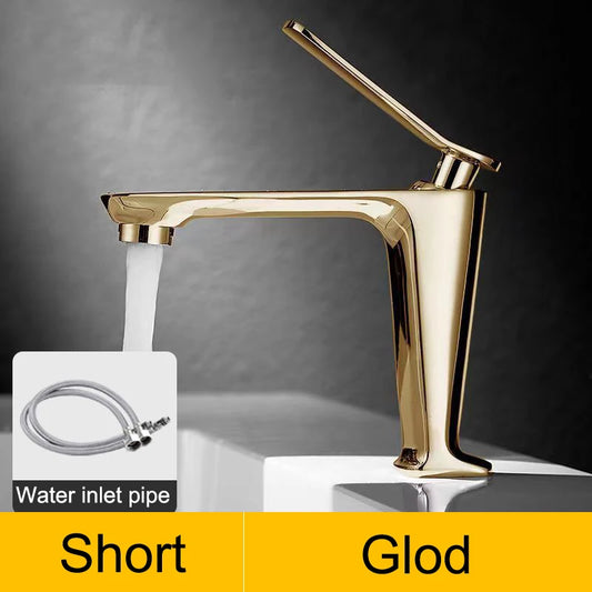 Waterfall Basin Sink Faucet Cold Hot Bathroom Washing Faucet Single Handle Shingle Hole Beautiful Arc Water Sink Tap Mixer