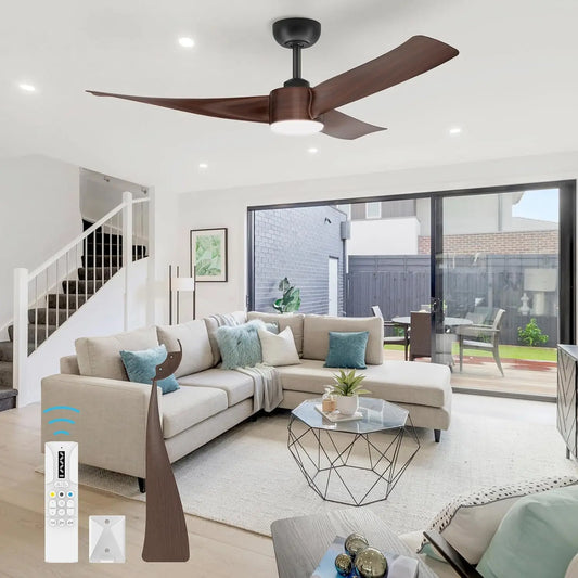 52 Inch Ceiling Fans Low Profile with Light and Remote Control 3CCT Dimmable 6 Speeds Reversible Noiseless Bedroom Ceiling Fan