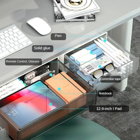 1-3PCS Hidden Desktop Organiser Desktop Sticky Drawer Slide Out Under Desk Drawer Transparent Under Desk Drawer Storage Shelf
