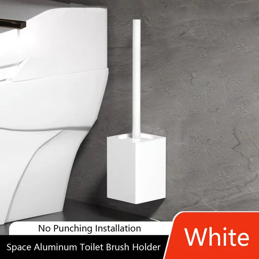 Bathroom Toilet Brush Holder Wall Mounted Household Cleaning Tools No Punching Install Space Aluminum Toilet Brushes WB8712
