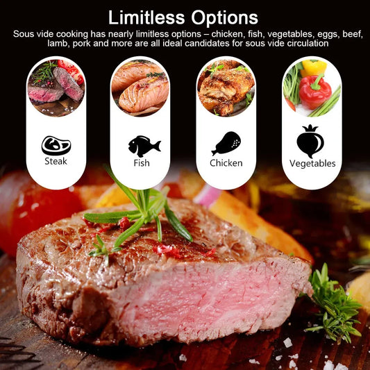 1100W Vacuum Sous Vide Cooker LCD Touch Digital Display Immersion Circulator Accurate Cooking Waterproof Smart Slow Cooker