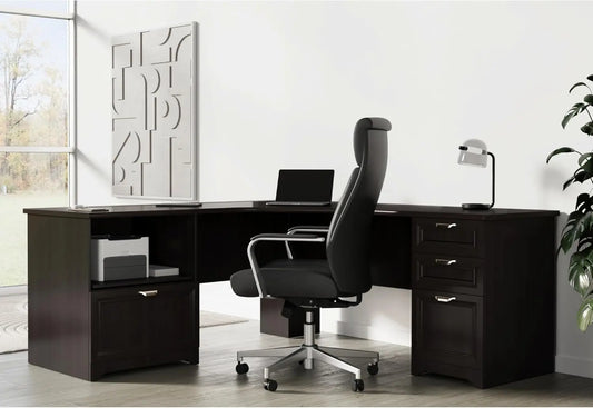 Magellan Performance 71"W L-Shaped Corner Desk, Espresso