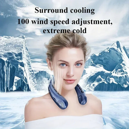Neck Fan,Lightweight Wearable Fan, Low Noise 5 Speed Hands Free Fan, Hanging Headphone Design Sports Fan for Indoor & Outdoor