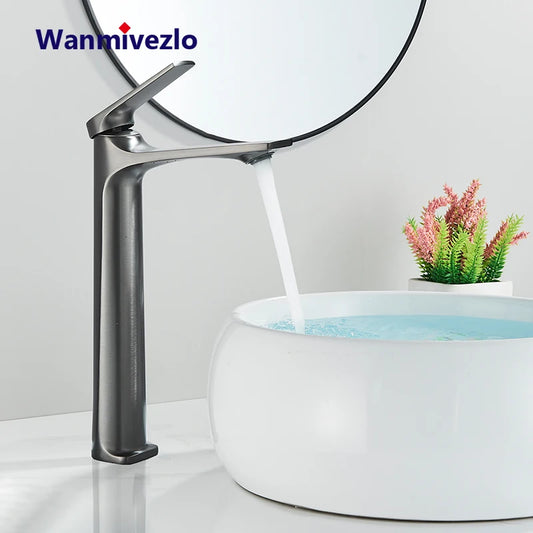 Wanmivezlo Modern Bathroom Sink Faucet Single Handle Deck Mounted Wash Basin Water Tap Hot And Cold Mixer