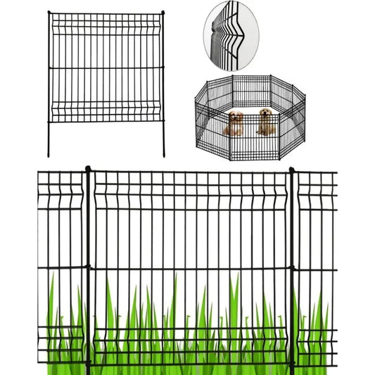 No Dig Fence 8 Panels, Total 29 ft (L) x31in (H), Decorative Metal Garden Fence and Gate, Animal Pets Barrier, Outdoor Fencing