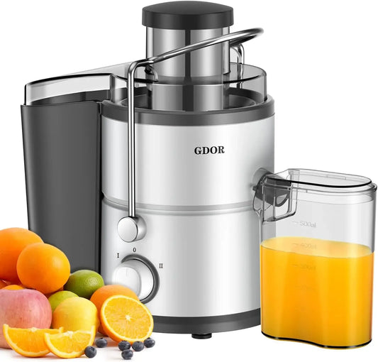 Juicer with 800W Motor, GDOR Juicer Machine with 3” Feed Chute, Dual Speeds Juice Maker for Fruits and Veggies, Anti-Drip