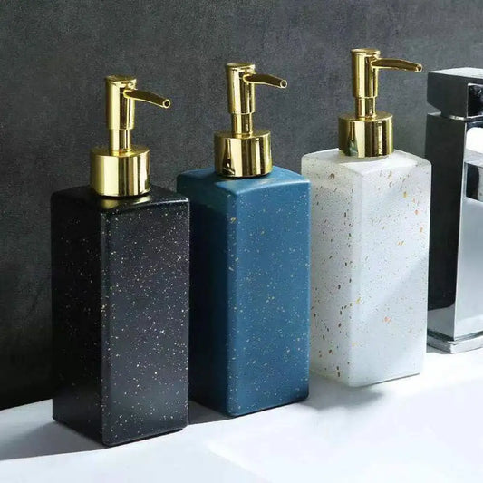 300ml Luxury Marble Glass Soap Dispenser Pump Bottle Square Refillable Shampoo Bottles Nordic Shower Gel Empty Bottles