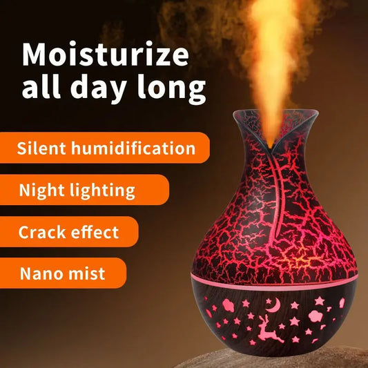 Mini USB Humidifier Wood Grain Aroma Diffuser 7 LED Color Humidifier 150ml Capacity Ultrasonic Air Humidifier Cool Mist for Home