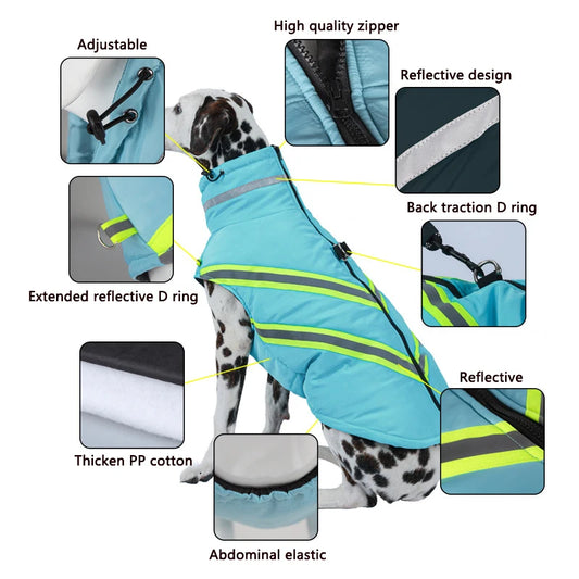 Winter Large Dog For Small Medium Dogs Cats Coat Waterproof Puppy Jacket  Reflective Outdoor Pet Costume Clothing Labrodor Pug