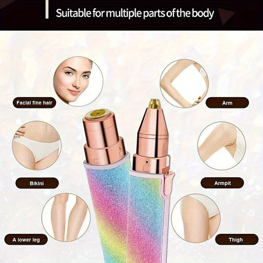 Starry Sky 2-in-1 USB Charging Shaver Portable Shaver Painless Automatic Eyebrow Shaving Facial Hair Removal for Women Beauty