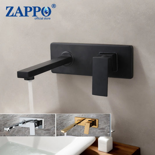 ZAPPO Bathroom Faucet Wall Mounted Waterfall Bathroom Faucet Hot Cold Water Mixer Tap Single Handle Bathtub Faucets Black/Gold