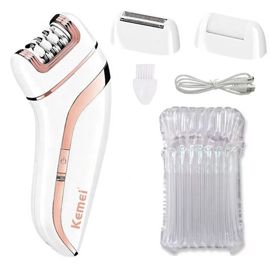 Kemei Women Epilator Electric Hair Removal Facial Body Lady Leg Bikini Legs Arms Armpit Hair Remover Underarms Rechargeable