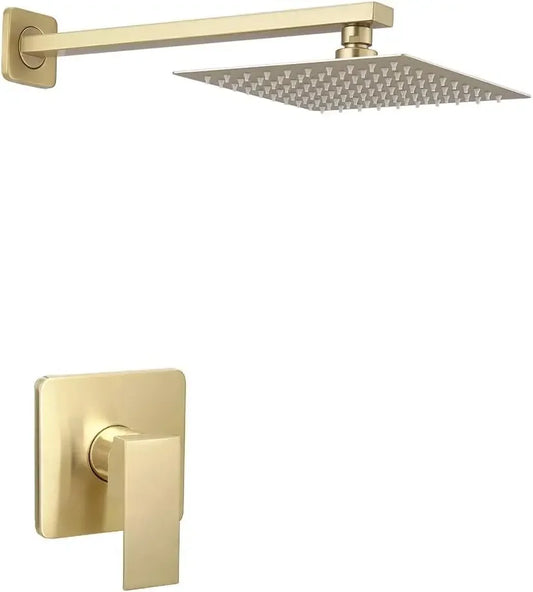 Shower Faucet Set, Single Function Shower Trim Kit with Rough-in Valve, Square Rain Shower Head System Included Extra