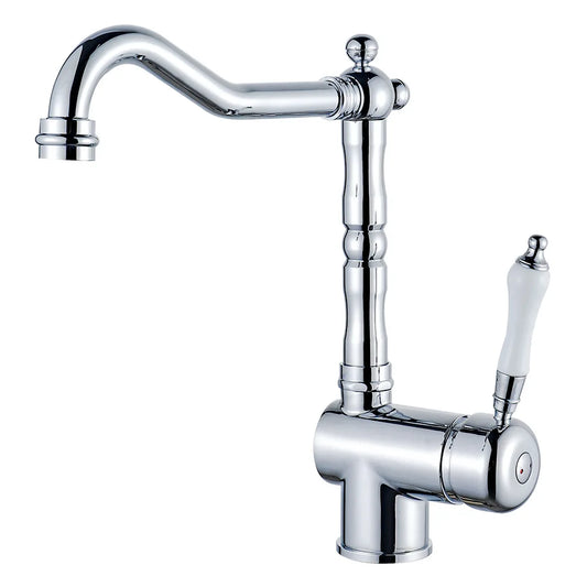 Brass Kitchen Faucet Ceramic Handle Deck Mount Bathroom Basin Faucet 360 Rotate Mixer Taps Hot Cold Water Faucet Crane