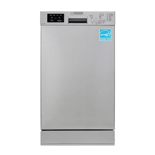 18" Dishwasher 10 Place Quiet Wine Rack Silver ADA 51dB E-Star 110V Eight Wash Settings Digital Display Effortless Program