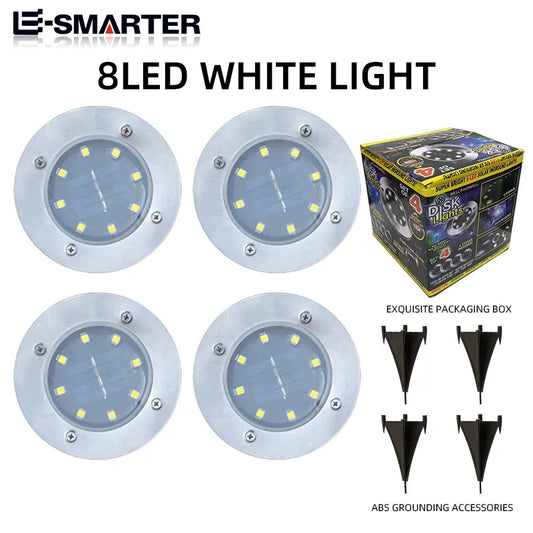 4PCS Solar LED Floor Lamp 4LED/8LED Outdoor Lawn Light Waterproof Underground Lamps for Lawn Decoration Garden Terrace Courtyard