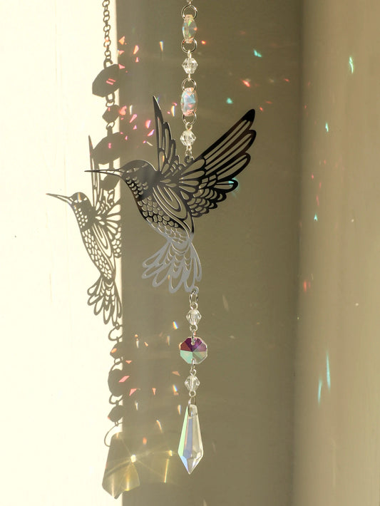 Silver Color Bird Crystal Suncatcher Hanging Decoration Rainbow Maker Room Decor Light Catcher Room Decors Aesthetic Girl Gift