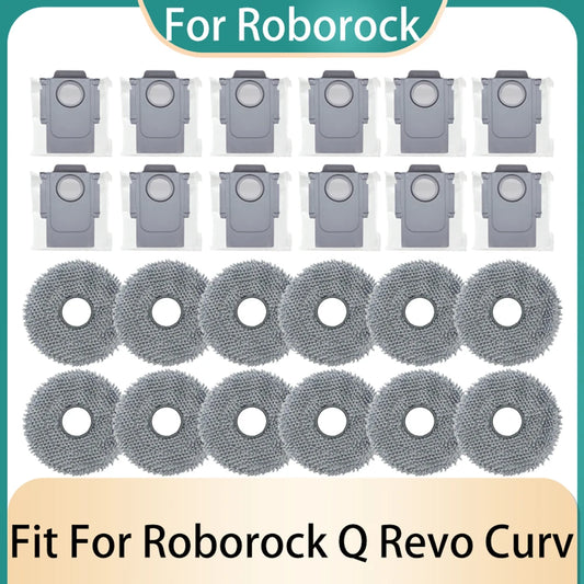 Dust Bag For Roborock QRevo Curv Robot Vacuum Cleaner Accessories Spare Part Replacements Garbage Bag Mop Cloths Mop Pads
