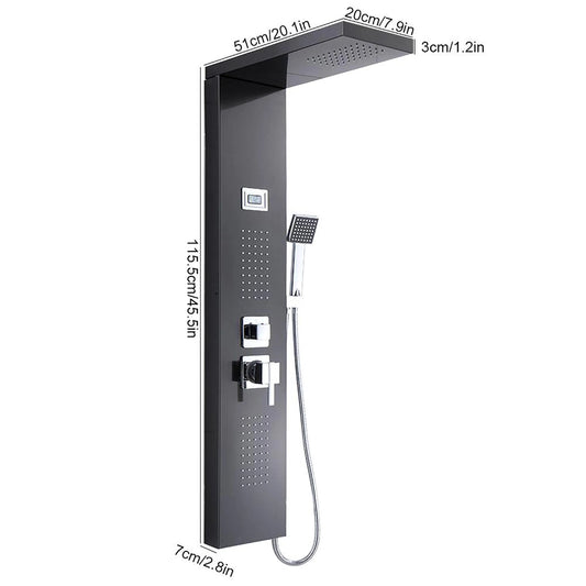 Waterfall Spray Shower Panel Stainless Steel Bathroom Shower Panel Rain Waterfall Spray with Handshower Kit Shower Panel Kit