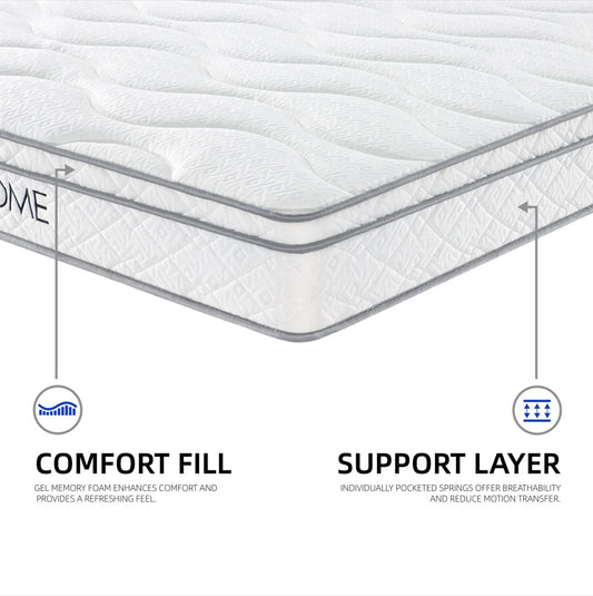 Full Size Mattress,10 Inch Hybrid Mattress In A Box With Gel Memory Foam,Individually Wrapped Pocket Coils Innerspring For Breathable And Durable Support, CertiPUR-US Certified