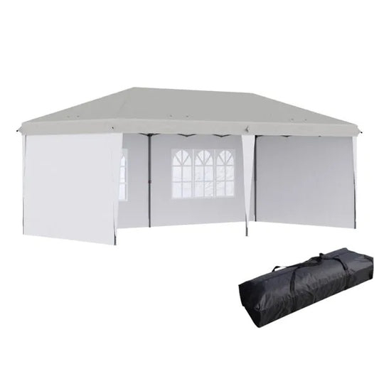 10' X 20' Pop Up Canopy Party Tent With 4 Sidewalls , White-AS