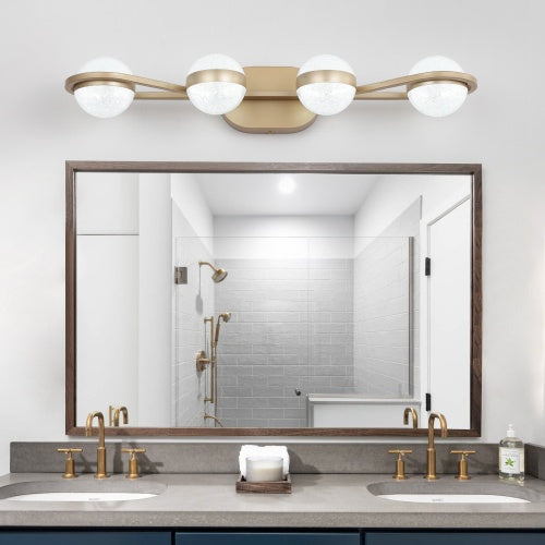 Modern Minimalist Gold Bathroom Vanity Light, 4 Bulb Acrylic Shade, Wall Mounted Decorative Lighting Fixtures For Bathroom Vanity Mirror Unavailable Platforms