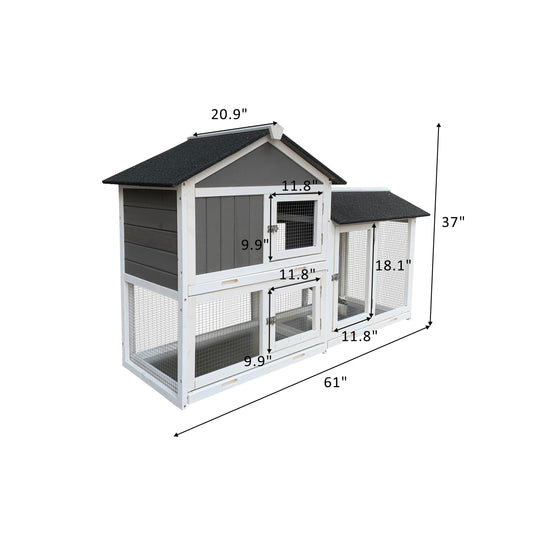 Detachable Pallet Ramp Wooden Outdoor Rabbit Hutch With Walking Cage