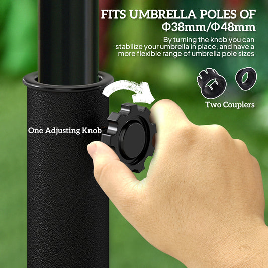 20lbs Half Round Patio Umbrella Base Outdoor Decorative Resin Parasol Stand Holder For 1.5, 1.9 Pole, Lawn, Deck, Garden Use, Bronze