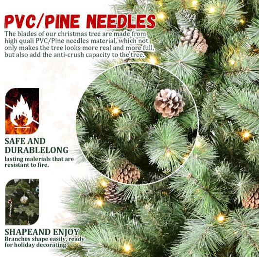 5ft PVC Hard Needle Mixed Tree Pine Cone 51pcs