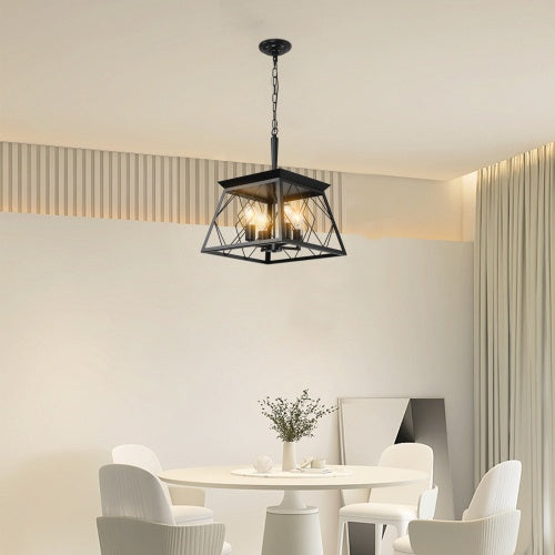 4 Lights Farmhouse Chandelier For Dining Room Black - No Bulbs Unavailable Platform