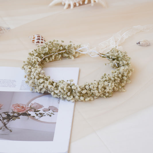 Baby Breath Crown, Dried Crown, Bride Crown, Wedding Crown, Daily Crown, Party Crown, Birthday Crown.