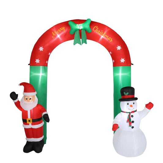 8ft With Santa Snowman 7 Lights Inflatable Festive Arch Decoration