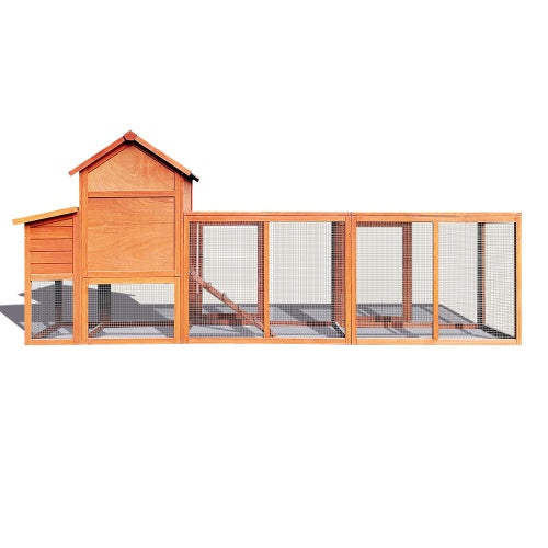 Large Wooden Chicken Coop, Outdoor Chicken Coop With Nest Box, Barbed Wire Poultry Cage