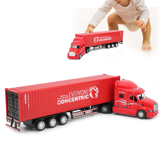 Alloy Simulation Container Car Model Children Kid Pull Back Car Toy with Sound Light(Red )